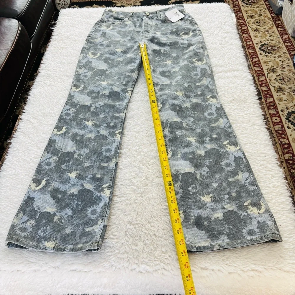 Ganni Denim Betzy Print Brunnera Blue/Multicolor Floral Patterned Flare Jeans 28